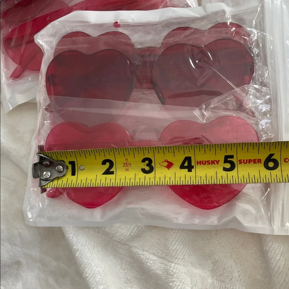 Heart-Shaped Red pink Sunglasses set of 12 new rimless party favors NWT